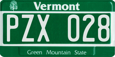 VT license plate PZX028