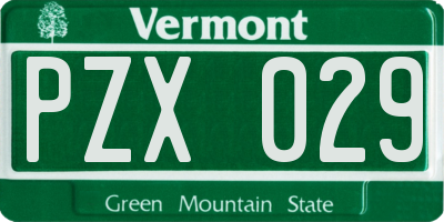 VT license plate PZX029