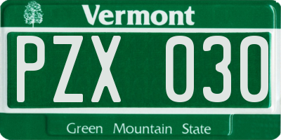 VT license plate PZX030