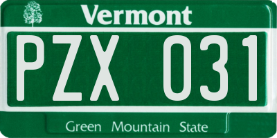 VT license plate PZX031