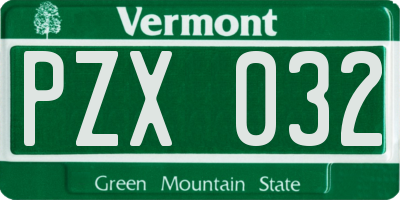 VT license plate PZX032