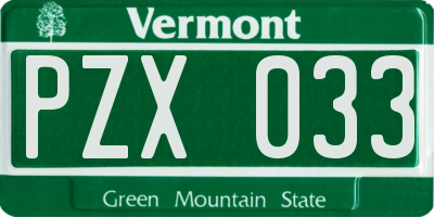 VT license plate PZX033