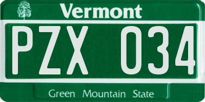 VT license plate PZX034