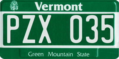 VT license plate PZX035