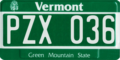 VT license plate PZX036