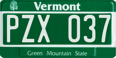VT license plate PZX037