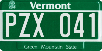 VT license plate PZX041