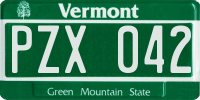VT license plate PZX042