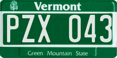 VT license plate PZX043