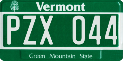 VT license plate PZX044
