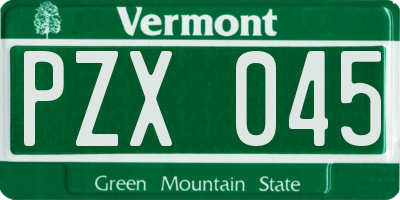 VT license plate PZX045