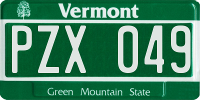 VT license plate PZX049