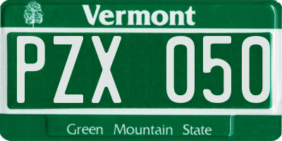 VT license plate PZX050