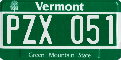 VT license plate PZX051