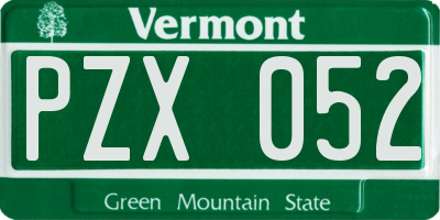 VT license plate PZX052