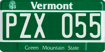 VT license plate PZX055