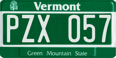 VT license plate PZX057