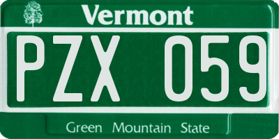 VT license plate PZX059