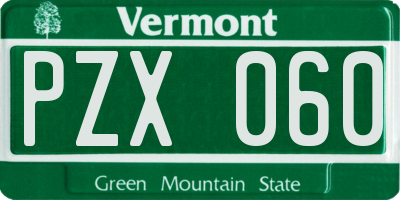VT license plate PZX060