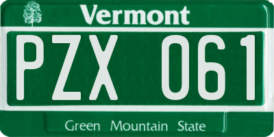 VT license plate PZX061