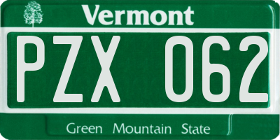 VT license plate PZX062