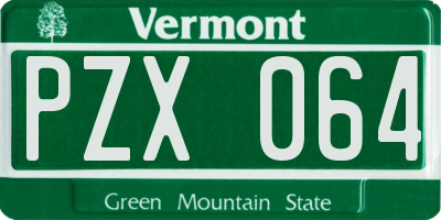 VT license plate PZX064