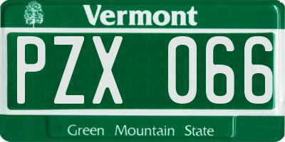 VT license plate PZX066