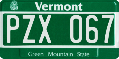 VT license plate PZX067