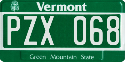 VT license plate PZX068