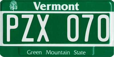 VT license plate PZX070