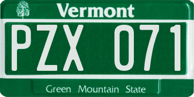 VT license plate PZX071
