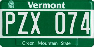 VT license plate PZX074