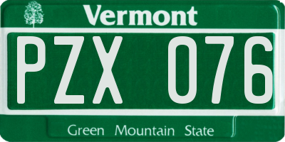 VT license plate PZX076