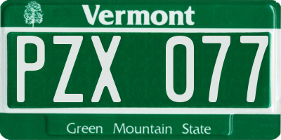 VT license plate PZX077