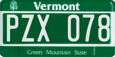 VT license plate PZX078