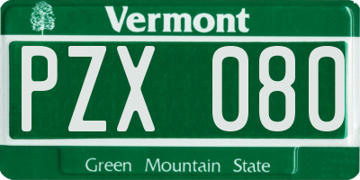 VT license plate PZX080