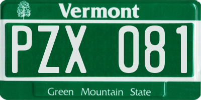 VT license plate PZX081