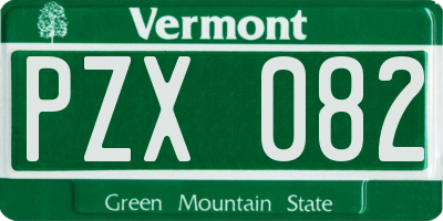 VT license plate PZX082