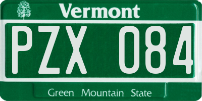 VT license plate PZX084
