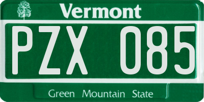 VT license plate PZX085