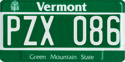 VT license plate PZX086