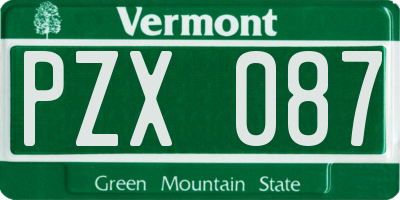 VT license plate PZX087