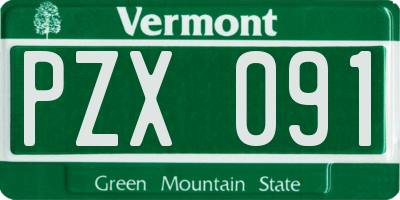 VT license plate PZX091