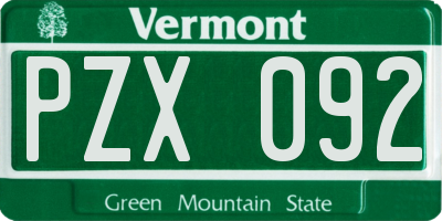 VT license plate PZX092