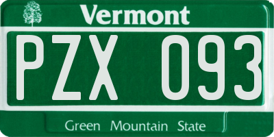 VT license plate PZX093