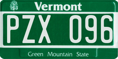 VT license plate PZX096