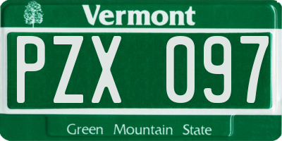 VT license plate PZX097