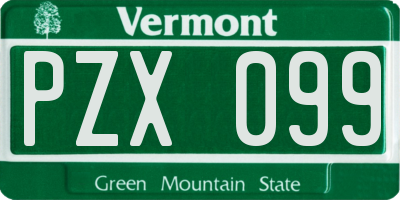 VT license plate PZX099