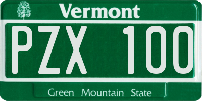VT license plate PZX100