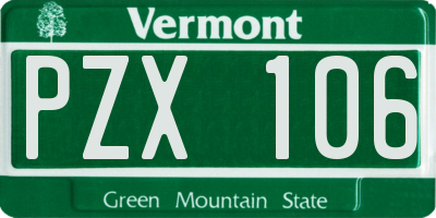 VT license plate PZX106